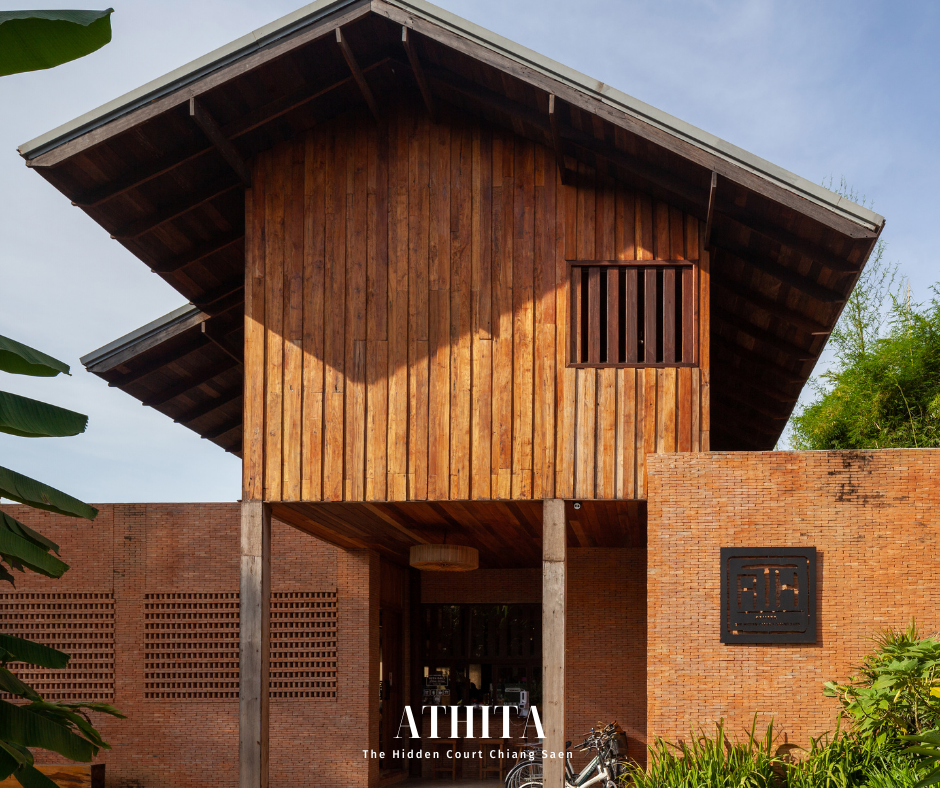 Timber and brick entrance of Athita The Hidden Court