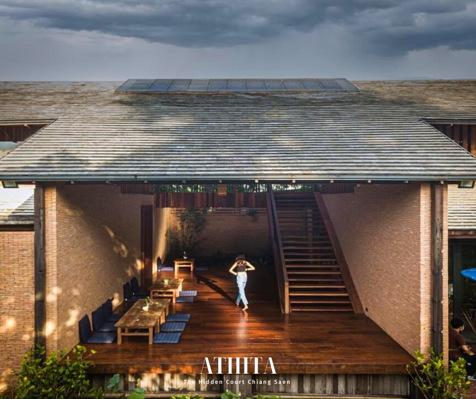 Athita's covered arrival court and timber stair